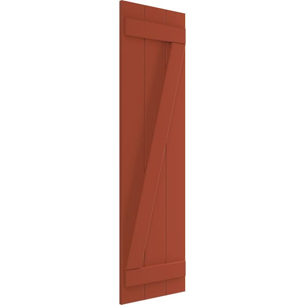 True Fit PVC, Three Board Joined Board-n-Batten Shutters W/Z-Bar, Colorful Leaves , 16 1/8W X 62H